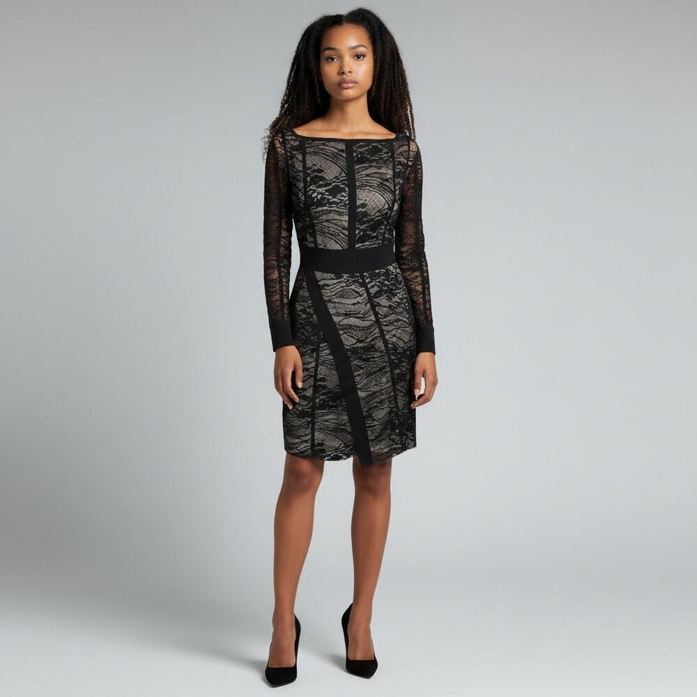 J. Mendel Paris Black Lace Boat Neck Noir Dress Size 6 NEW NWT $3600